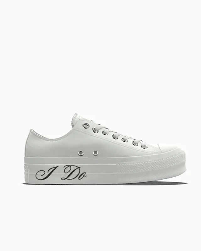 Converse Custom Chuck Taylor All Star Lift Platform Premium Wedding By You - White