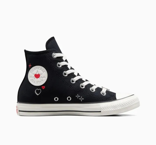 Converse Chuck Taylor All Star Hi Heart Trainers In Black - Black