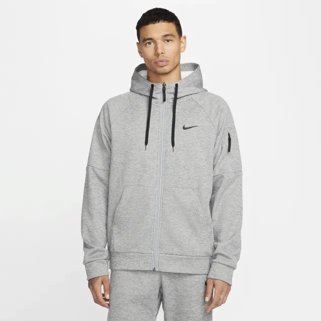 Nike Therma Men's Therma-FIT Full-Zip Fitness Top - Grey - Polyester