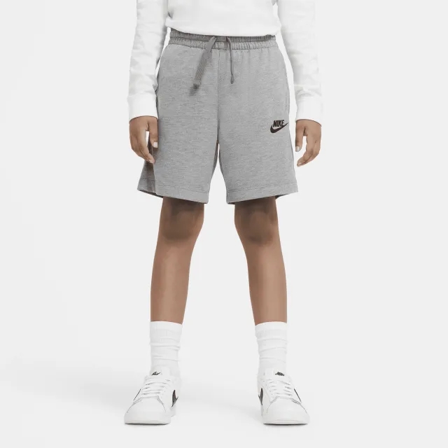 Nike Older Kids Jersey Shorts in Grey/Black | Small | Fleece