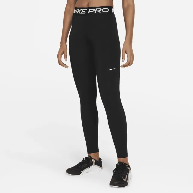 Nike Pro Women's Mid-Rise Mesh-Panelled Leggings - Black - Polyester/Elastane