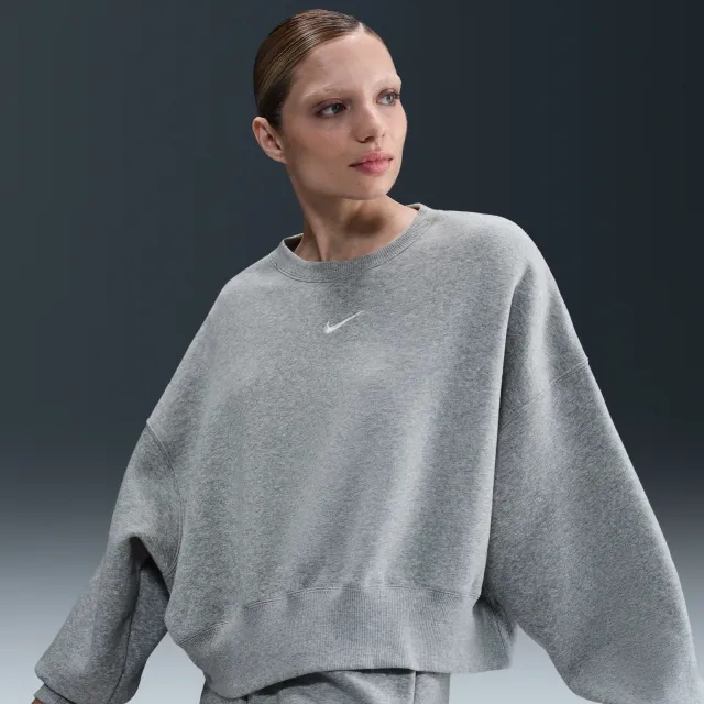 Nike Sportswear Phoenix Fleece Women's Over-Oversized Crew-Neck Sweatshirt - Grey - Cotton/Polyester