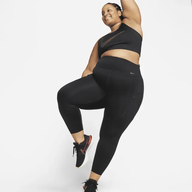 Nike Go Women's Firm-Support High-Waisted 7/8 Leggings with Pockets - Black - Recycled Nylon/50% Recycled Nylon Minimum