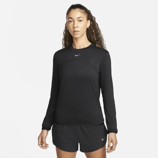 Nike Dri-FIT Swift UV Women's Crew-Neck Running Top - Black - Polyester/Elastane