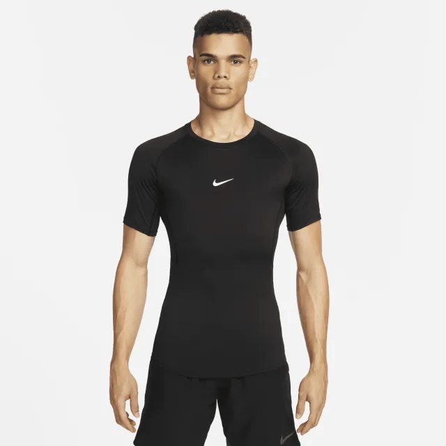Nike Pro Men's Dri-FIT Tight Short-Sleeve Fitness Top - Black - Recycled Polyester Minimum
