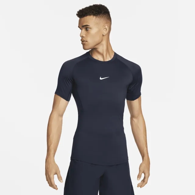 Nike Pro Men's Dri-FIT Tight Short-Sleeve Fitness Top - Blue - Polyester/Elastane
