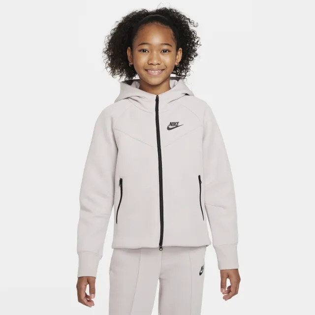 Nike Girls Tech Fleece Full Zip Hoodie - Purple - Size L/G - Purple