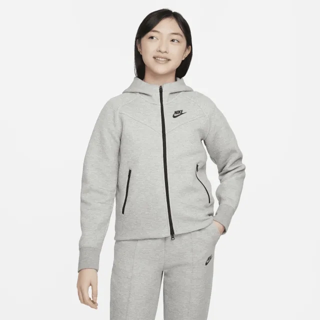 Nike Girls Tech Fleece Full Zip Hoodie - Grey - Size S - Grey