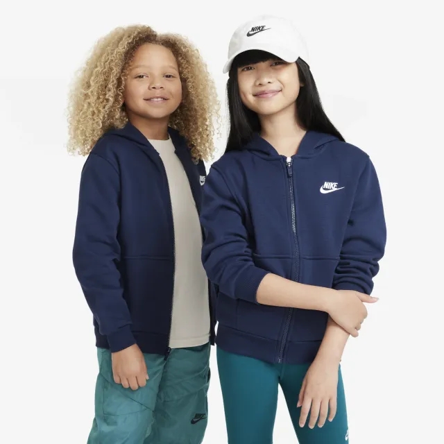 Nike Sportswear Club Fleece Older Kids' Full-Zip Hoodie - Blue - Cotton/Polyester