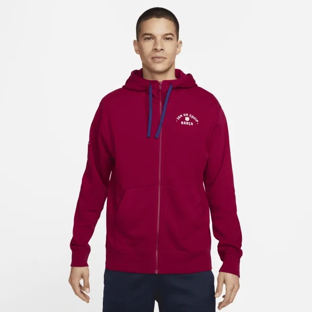 Barcelona Nike Club Hoodie - Burgundy