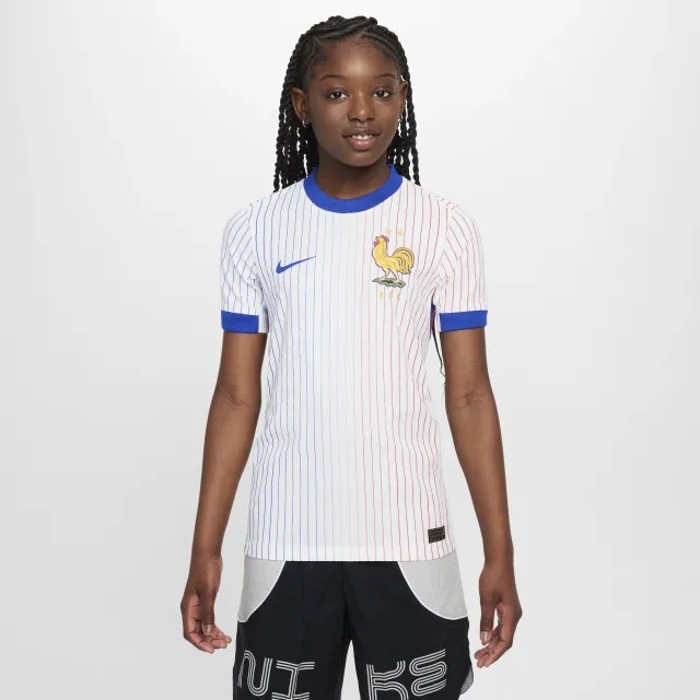 FFF (Men's Team) 2024/25 Match Away Older Kids' Nike Dri-FIT ADV Football Authentic Shirt - White - Polyester