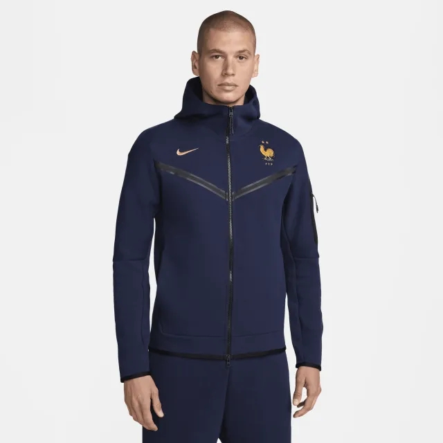Nike France Hoodie Nsw Tech Fleece Fz Euro 2024 - Blackened Blue/Club Gold - ['Blue']