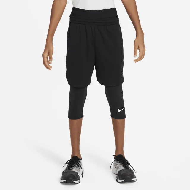 Nike Pro Older Kids' (Boys') Dri-FIT 3/4-Length Tights - Black - Recycled Polyester Minimum