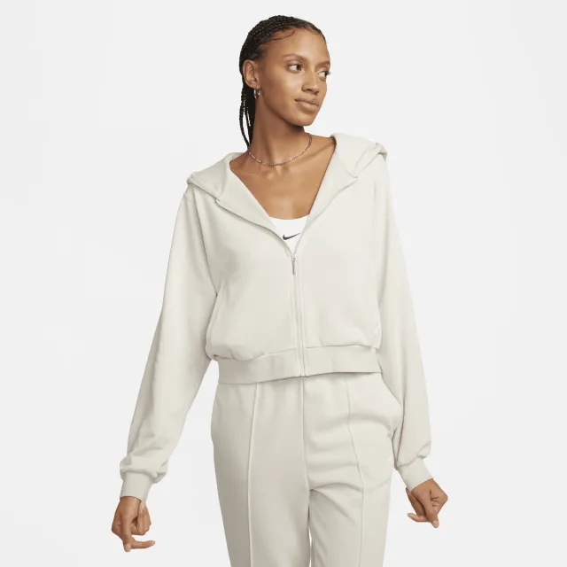 Nike Womens Chill Terry Full Zip Hoodie - White - Size L - White