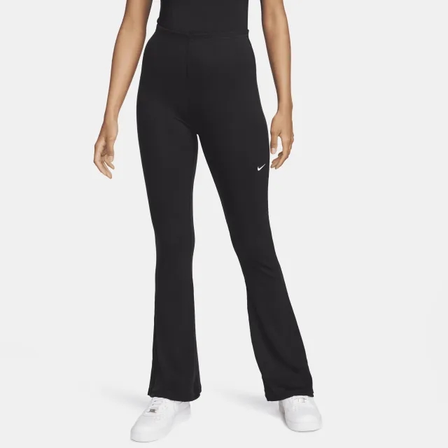 Nike Sportswear Chill Knit Women's Tight Mini-Rib Flared Leggings - Black - Polyester/Lyocell/Elastane