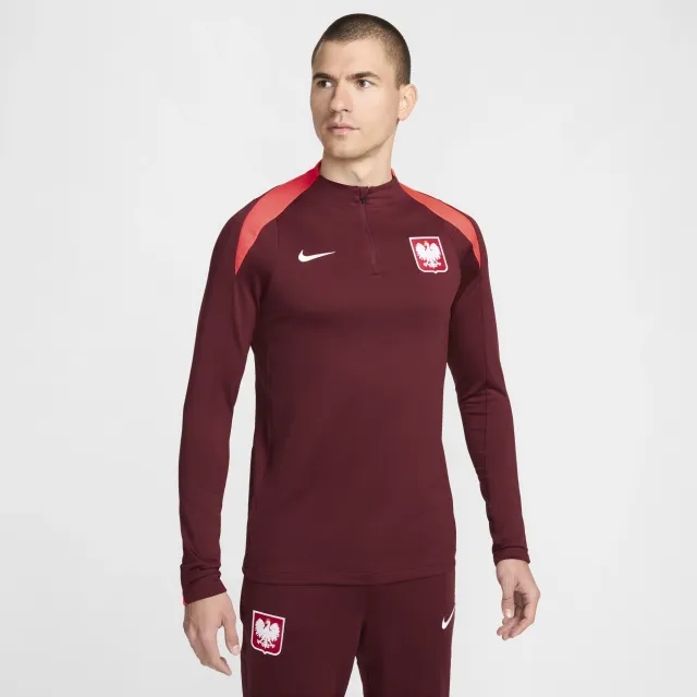 Nike Poland Dri-Fit Strike 1/4 Zip L/S Drill Top - Maroon/Red - 2024-2025