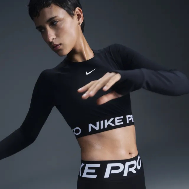 Nike Pro Women's Dri-FIT Cropped Long-Sleeve Top - Black - Polyester/Elastane
