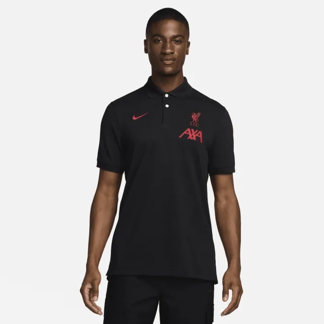 Liverpool F.C. The Nike Polo Men's Nike Dri-FIT Football Polo - Black - Cotton/Polyester