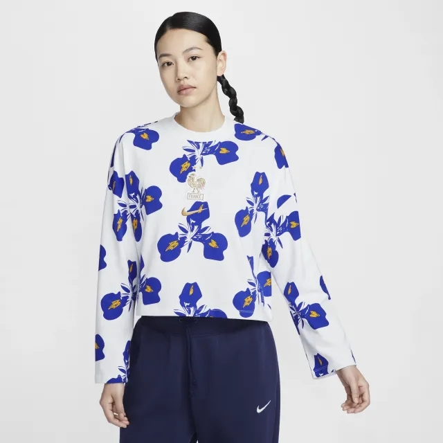 FFF Women's Nike Football Long-Sleeve Striped Top - White