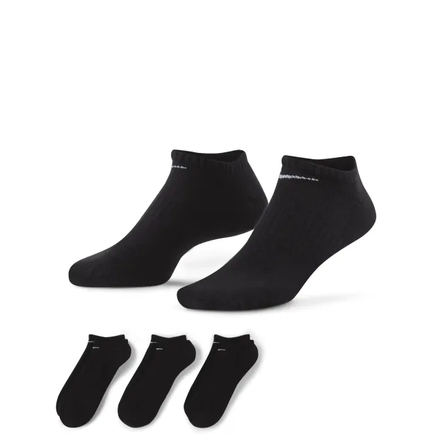 Nike Everyday Cushioned No Show 3 Pack Sock - Black - Size 8-11 - Black