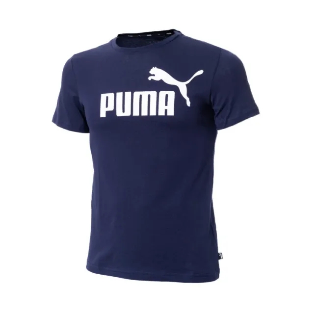 Puma Childrens Unisex Essentials Logo Youth Tee - Blue Cotton