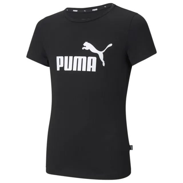Puma Childrens Unisex Essentials Logo Youth Tee - Black Cotton