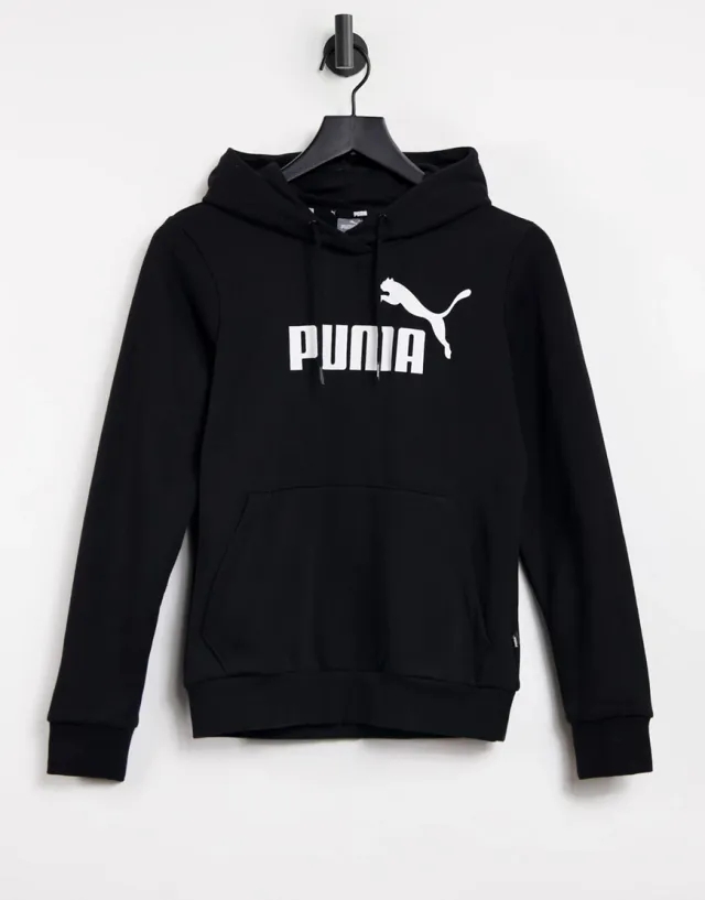 Puma Essentials Logo Womens Hoodie - Black Cotton