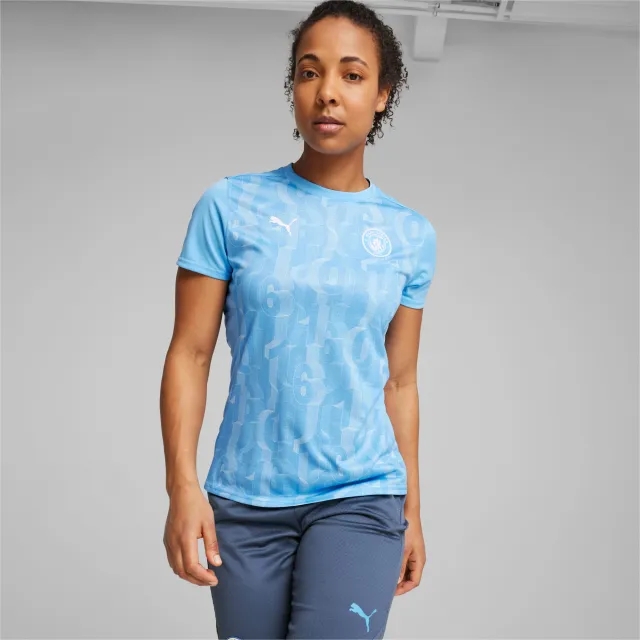 PUMA Manchester City Pre-Match Short Sleeve Jersey Women, Light Blue/White