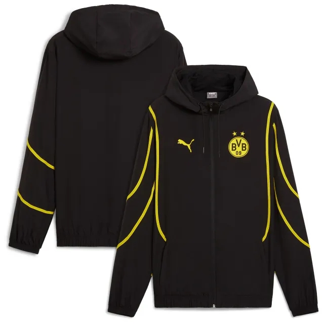 PUMA Borussia Dortmund Pre-Match Woven Jacket Men, Black/Faster Yellow