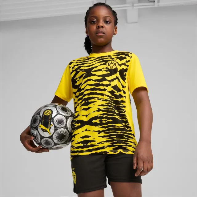 PUMA Borussia Dortmund Pre-Match Short Sleeve Jersey Youth, Faster Yellow/Black