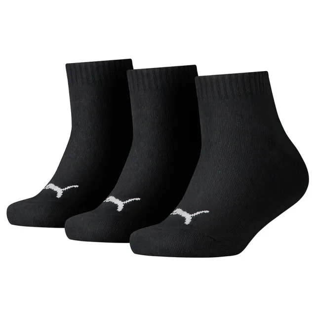 PUMA Kids' Quarter Socks 3 Pack, Black