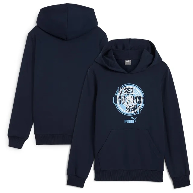 Man City ftblCulture Hoody (Navy) - Kids 2024-2025 Size: 9-10 Manchester City Made By: Puma