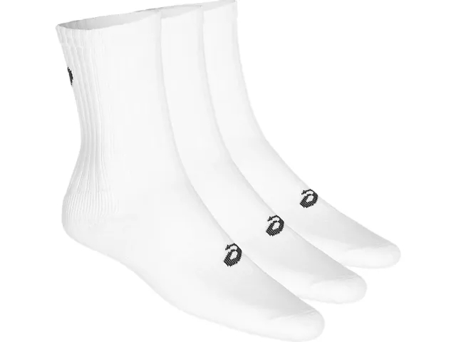 Asics 3 Pack Crew Sock - White - Size L - White
