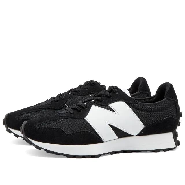 New Balance Unisex 327 in Black/White Suede/Mesh