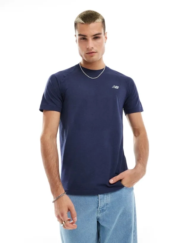 New Balance Men's Knit T-Shirt in Blue Poly Knit
