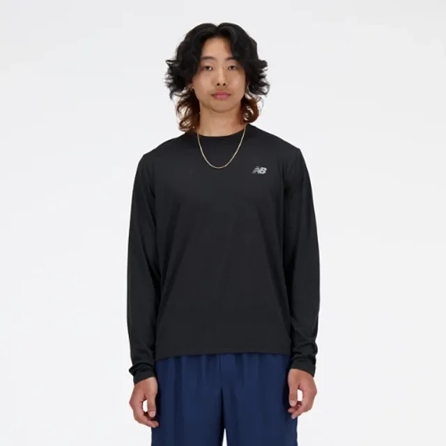 New Balance Men's Athletics Long Sleeve in Black Poly Knit