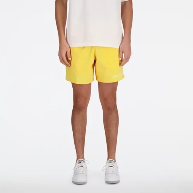 New Balance Men's Archive Stretch Woven Short in Yellow Polywoven