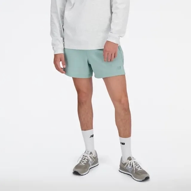 New Balance Men's Athletics French Terry Short 5 in Green Cotton