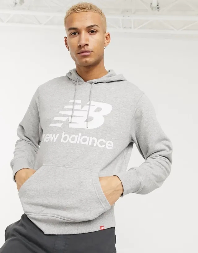 New Balance Large Logo Hoodie In Grey