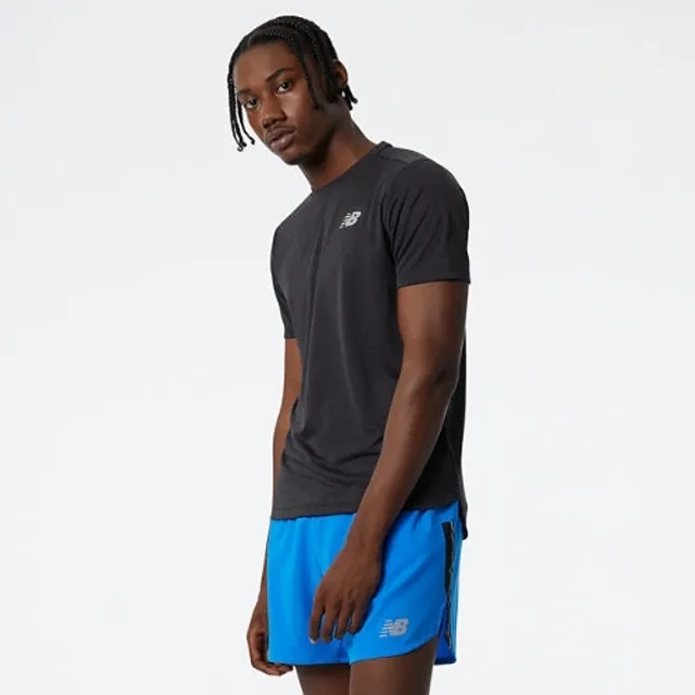 New Balance Men's Impact Run Short Sleeve in Black Poly Knit