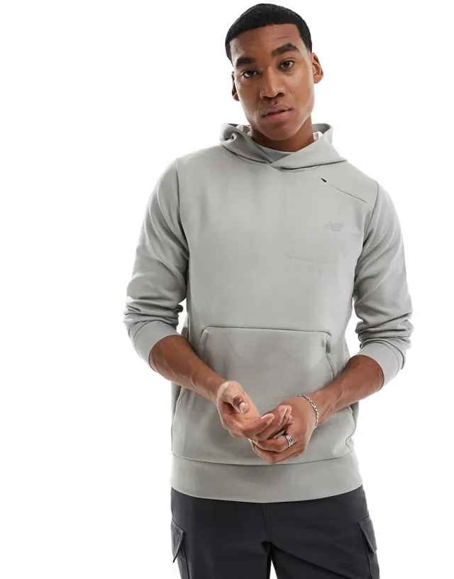 New Balance Tech Knit Hoodie In Grey