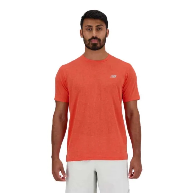 New Balance Men's Athletics T-Shirt in Red Poly Knit