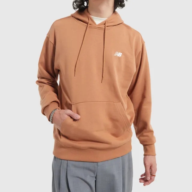New Balance small logo french terry hoodie in brown
