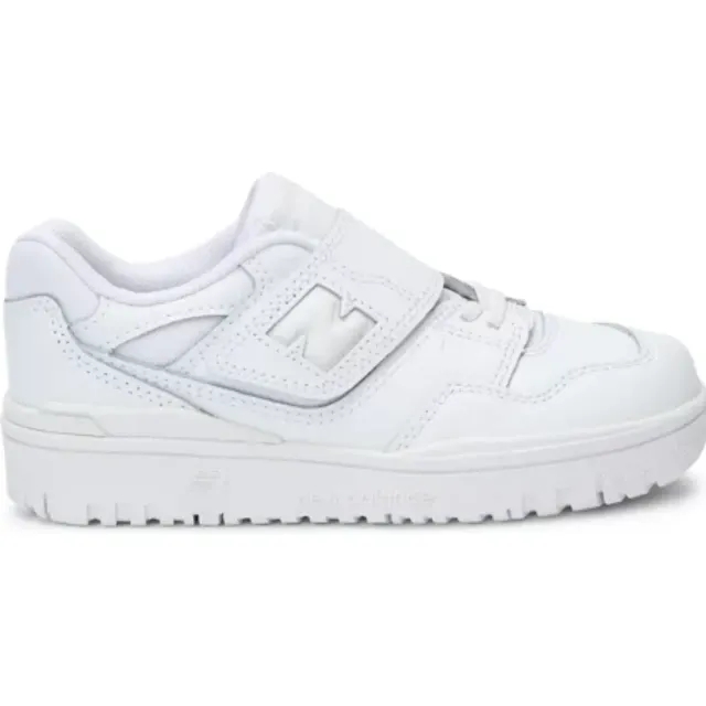 New Balance Kids' 550 Bungee Lace with Top Strap in White Leather