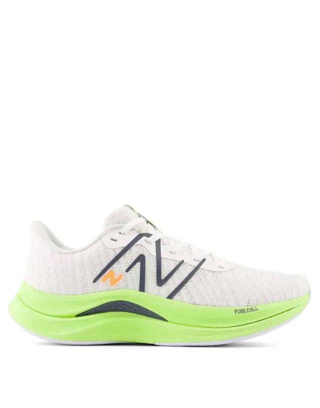 New Balance Women's FuelCell Propel v4 in White/Green/Blue Synthetic