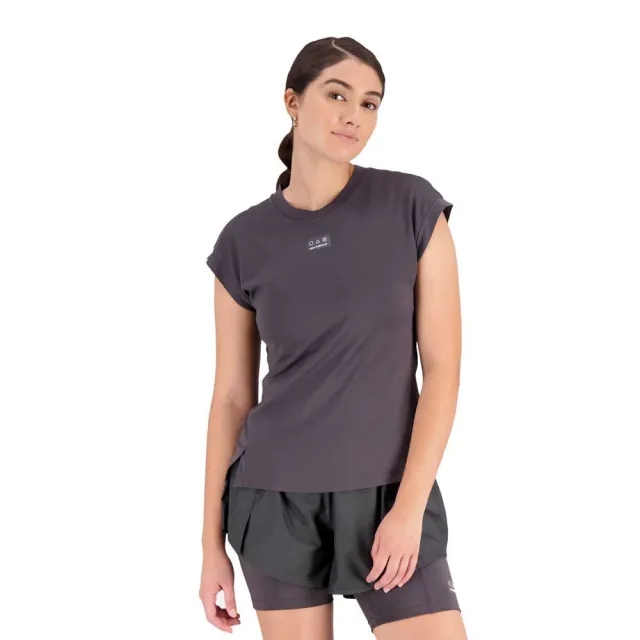 New Balance Women's Impact Run AT N-Vent Short Sleeve Top in Grey Poly Knit