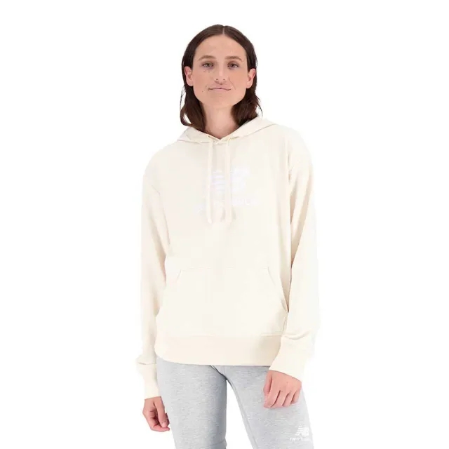 New Balance  Essentials Stacked Logo Hoodie  women's Sweatshirt in Beige