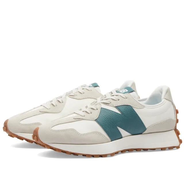 New Balance 327 trainers in white & green