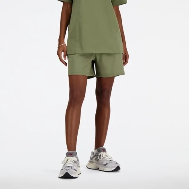 New Balance Women's Athletics French Terry Short in Green Cotton Fleece