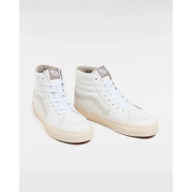 Vans Sk8-Hi Premium Leather Shoes (Premium Leather Rain Drum) Unisex White